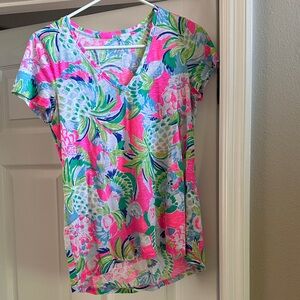 Lilly Pulitzer Colorful Tropical Print Short Sleeve Tee